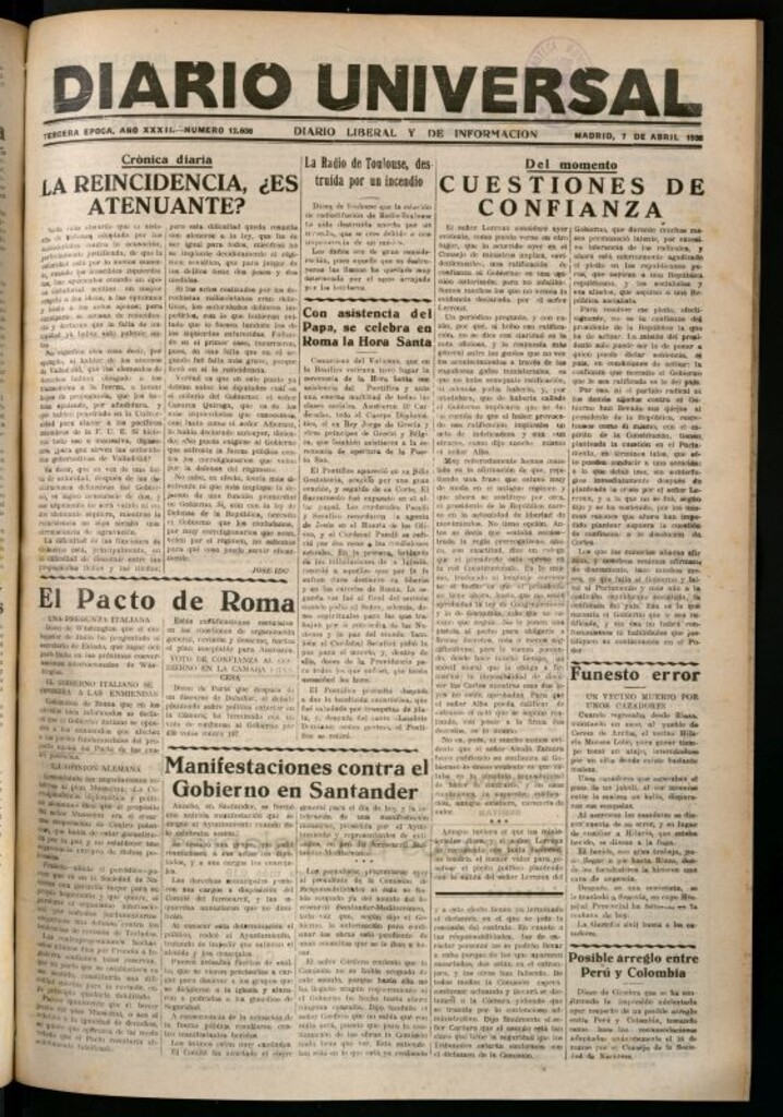 Miniatura de Diario Universal del 7 de abril de 1933