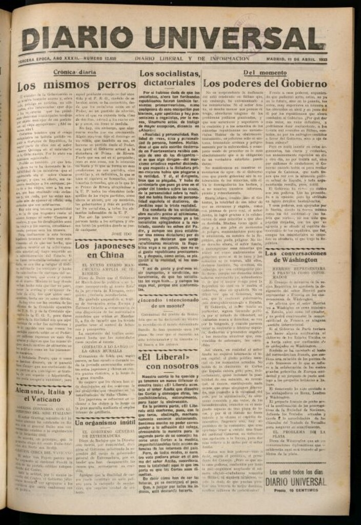 Miniatura de Diario Universal del 11 de abril de 1933