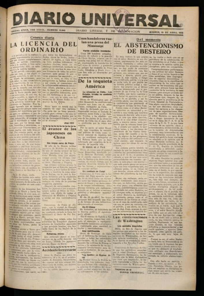 Miniatura de Diario Universal del 19 de abril de 1933