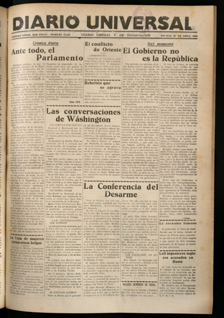 Miniatura de Diario Universal del 26 de abril de 1933