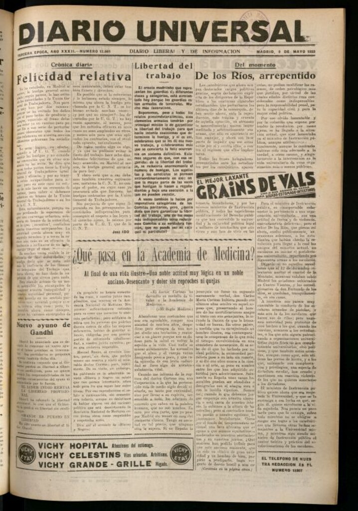 Miniatura de Diario Universal del 9 de mayo de 1933