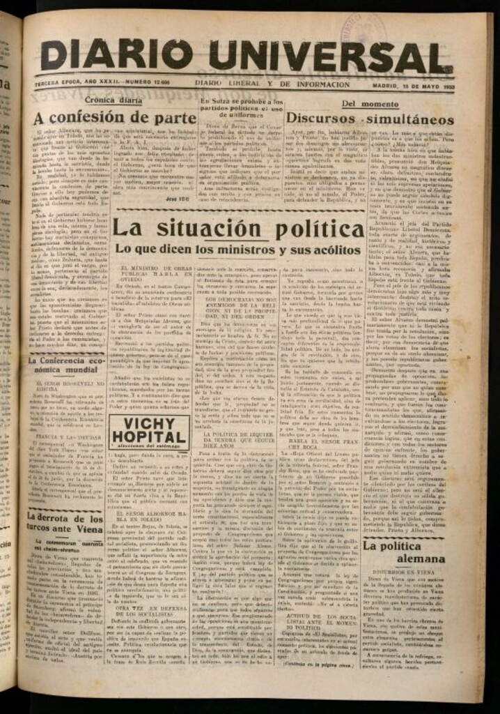 Miniatura de Diario Universal del 15 de mayo de 1933