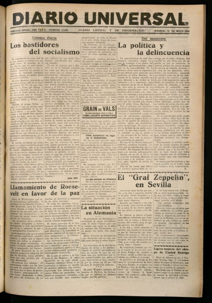 Miniatura de Diario Universal del 17 de mayo de 1933