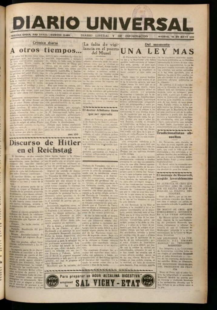Miniatura de Diario Universal del 18 de mayo de 1933