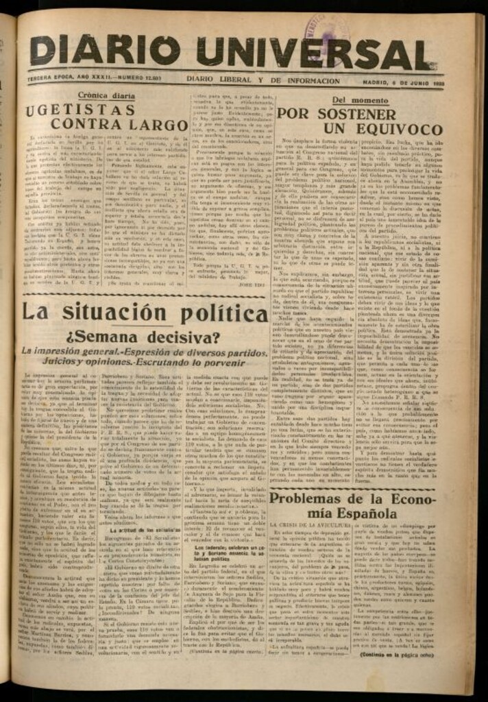 Miniatura de Diario Universal del 6 de junio de 1933