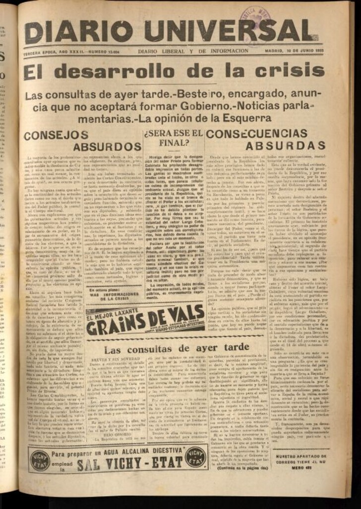 Miniatura de Diario Universal del 10 de junio de 1933