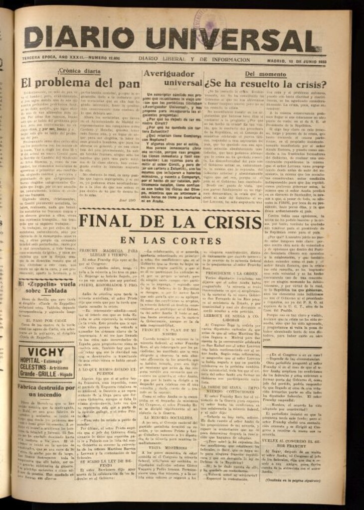 Miniatura de Diario Universal del 13 de junio de 1933