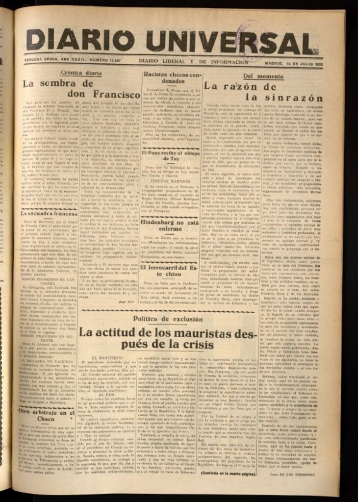 Miniatura de Diario Universal del 14 de junio de 1933