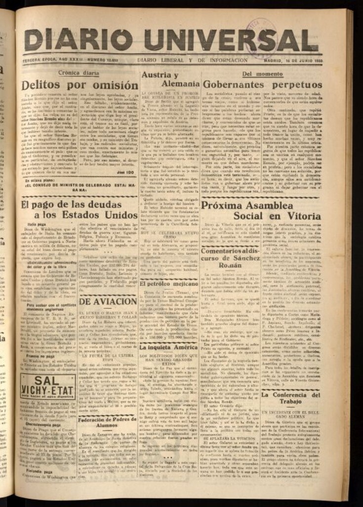 Miniatura de Diario Universal del 16 de junio de 1933