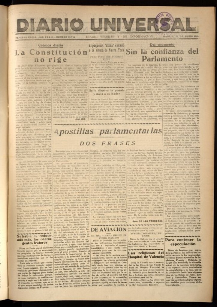 Miniatura de Diario Universal del 29 de junio de 1933