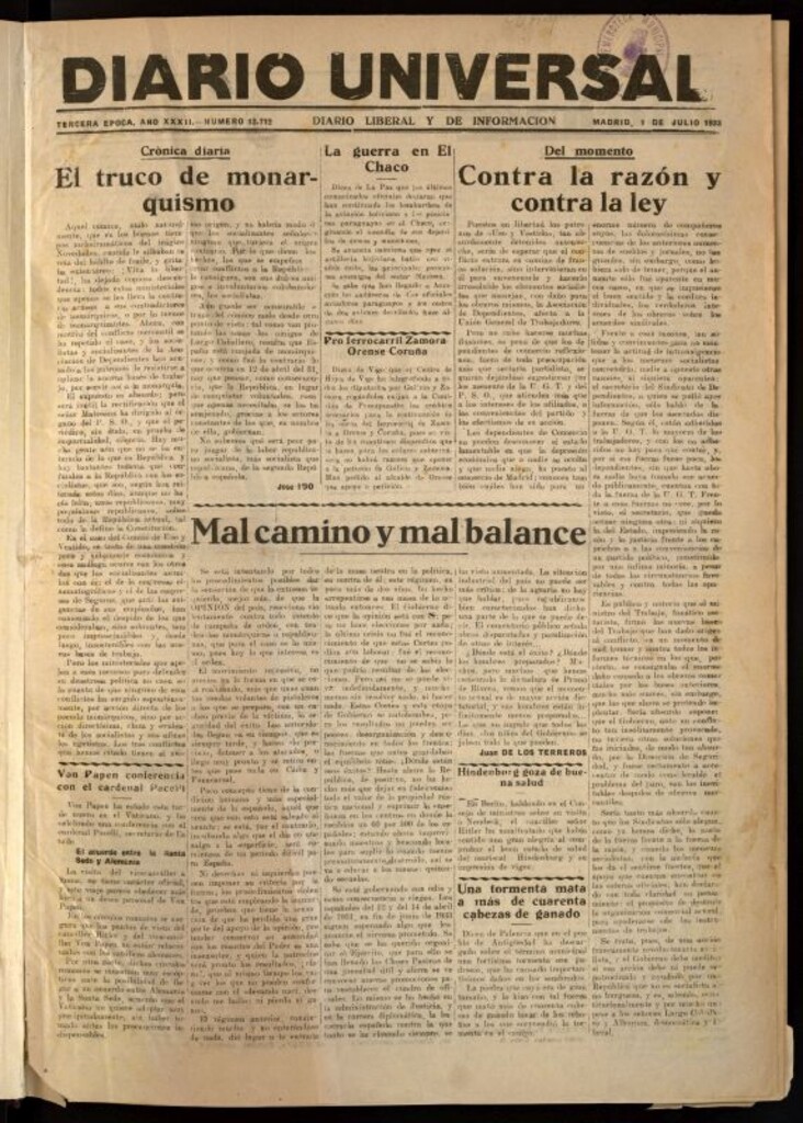 Miniatura de Diario Universal del 1 de julio de 1933