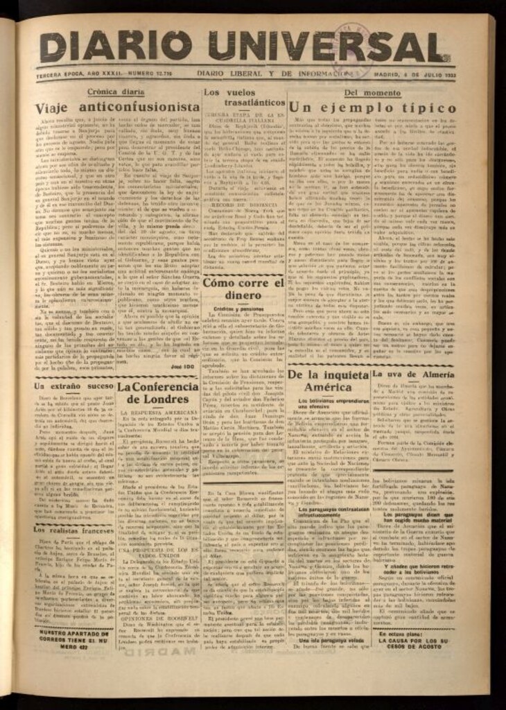 Miniatura de Diario Universal del 6 de julio de 1933