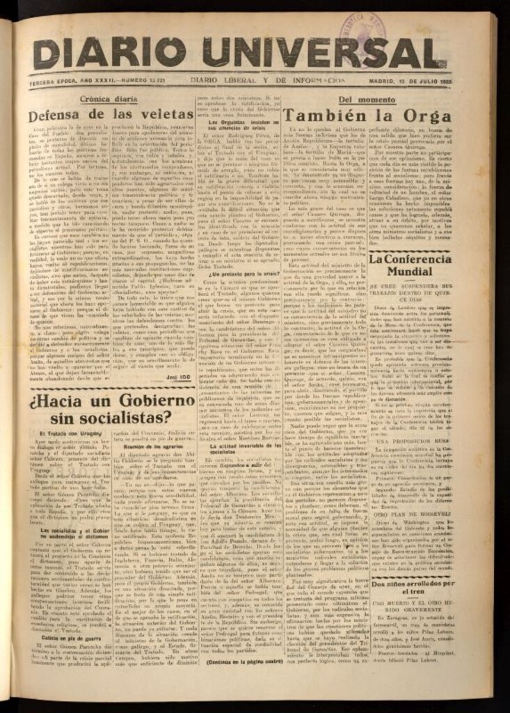 Miniatura de Diario Universal del 12 de julio de 1933