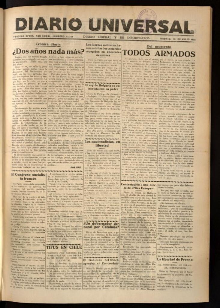 Miniatura de Diario Universal del 15 de julio de 1933