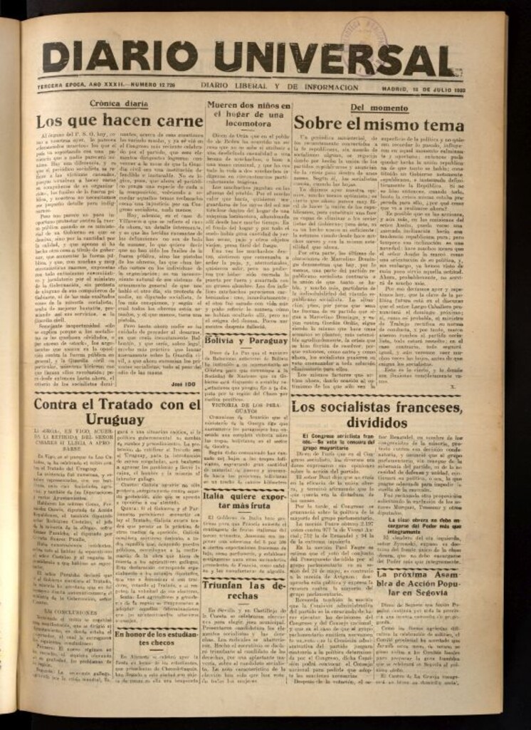 Miniatura de Diario Universal del 18 de julio de 1933