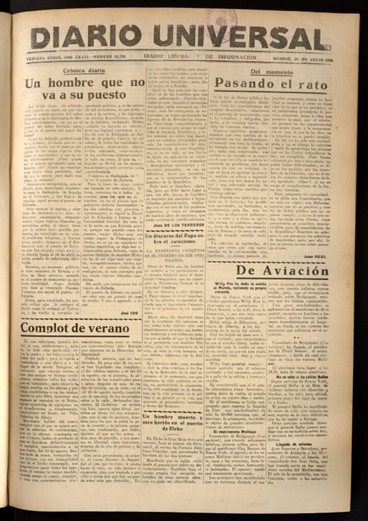 Miniatura de Diario Universal del 25 de julio de 1933