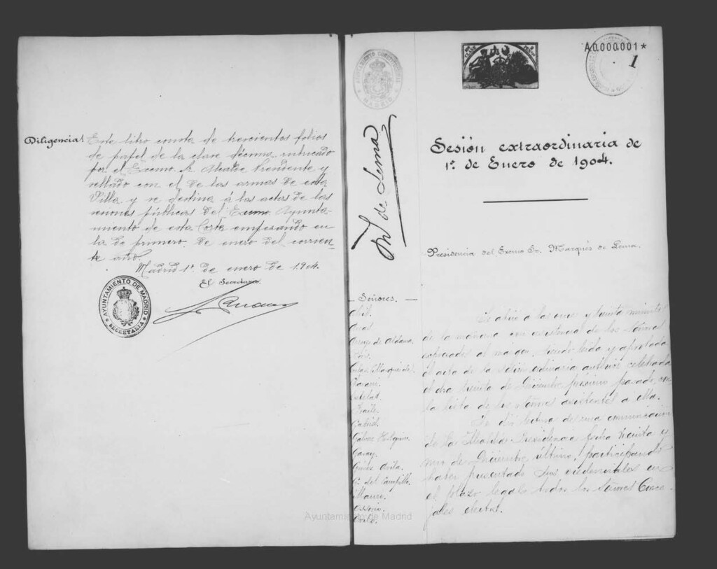 Miniatura de Actas de acuerdos del Ayuntamiento. Tomo 475 del año 1904 (1 enero a 26 marzo)
