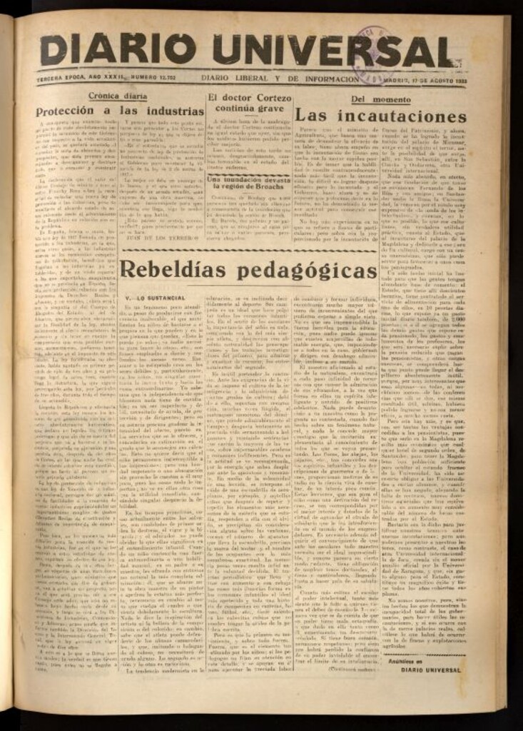 Miniatura de Diario Universal del 17 de agosto de 1933