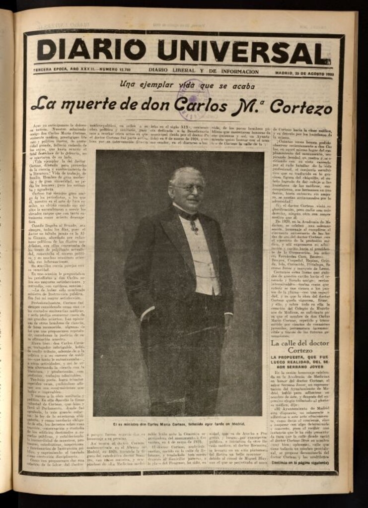 Miniatura de Diario Universal del 25 de agosto de 1933
