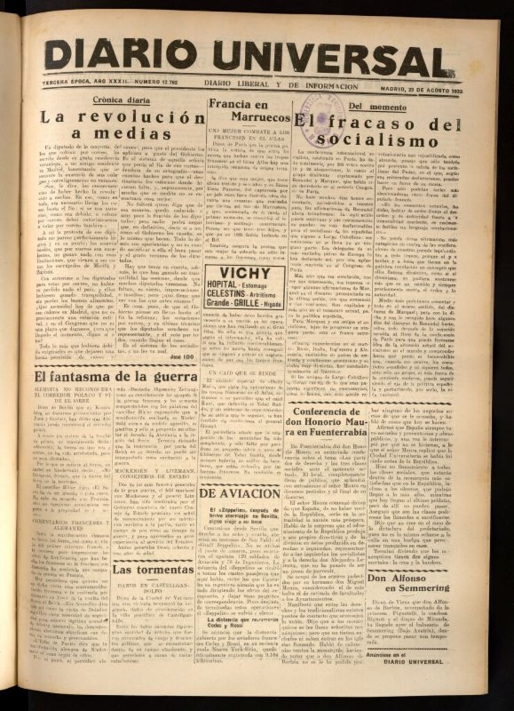 Miniatura de Diario Universal del 29 de agosto de 1933