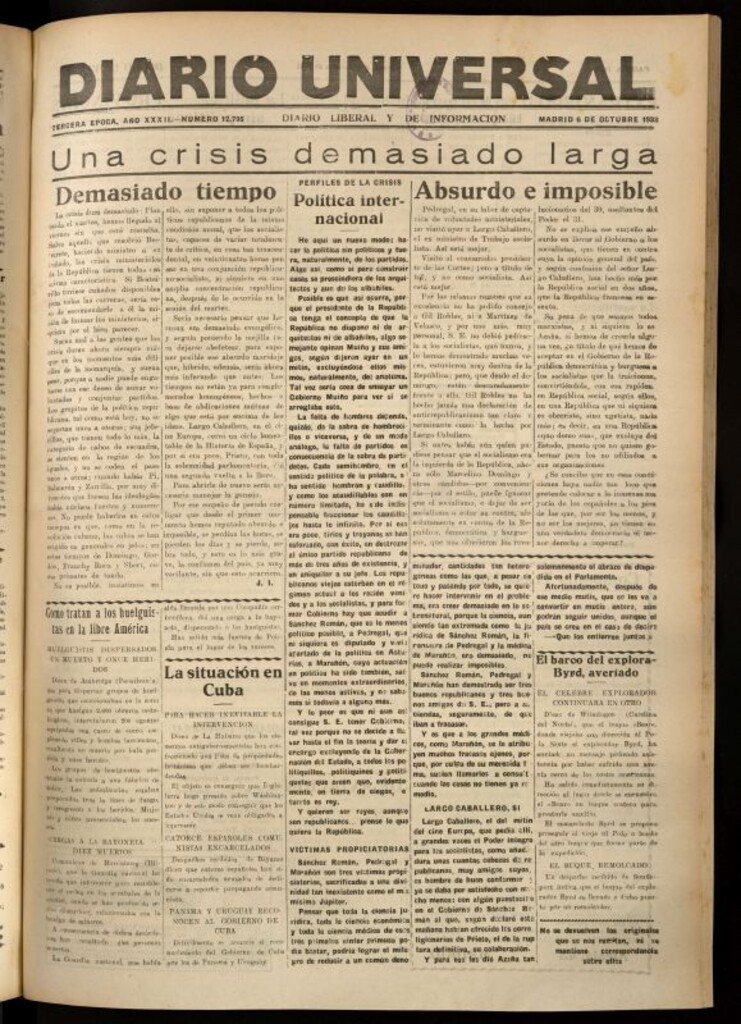 Miniatura de Diario Universal del 6 de octubre de 1933