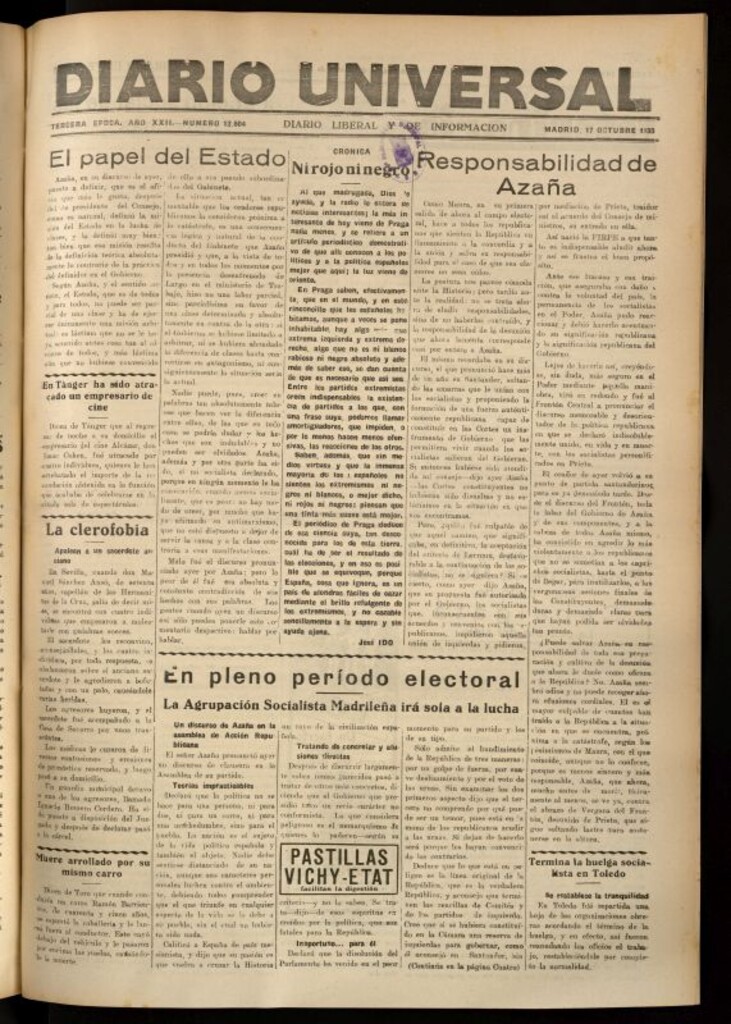 Miniatura de Diario Universal del 17 de octubre de 1933