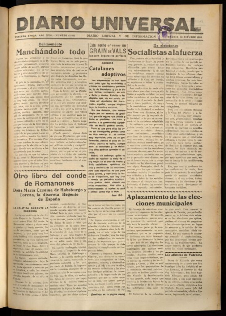 Miniatura de Diario Universal del 19 de octubre de 1933