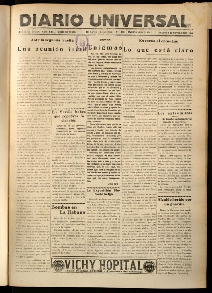 Miniatura de Diario Universal del 22 de noviembre de 1933