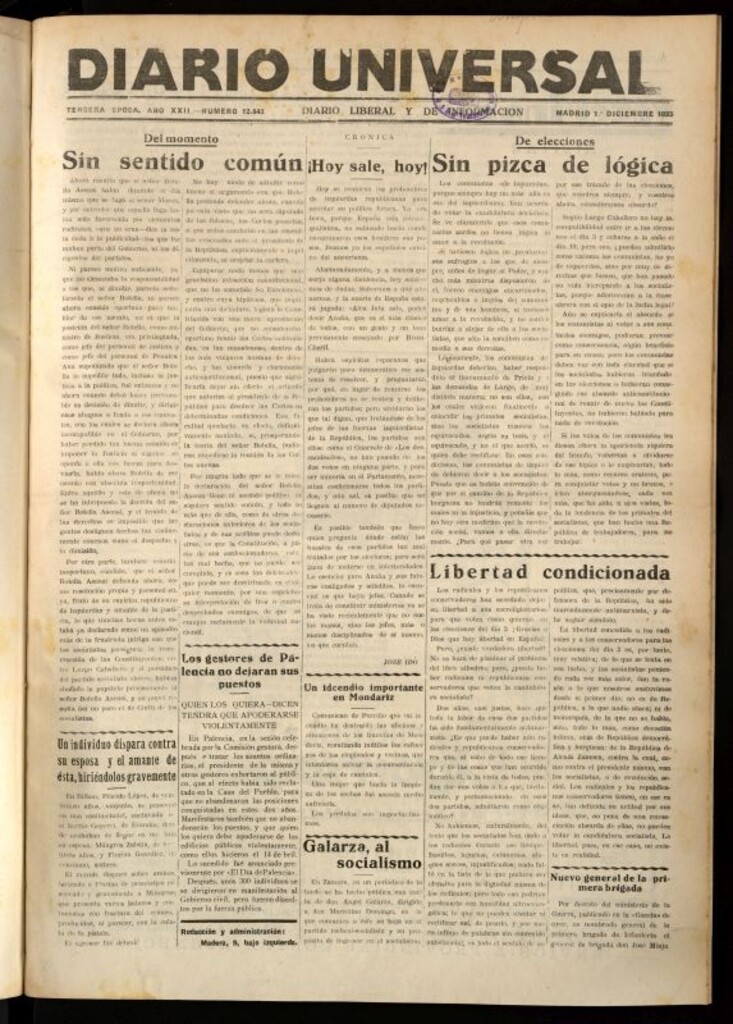 Miniatura de Diario Universal del 1 de diciembre de 1933