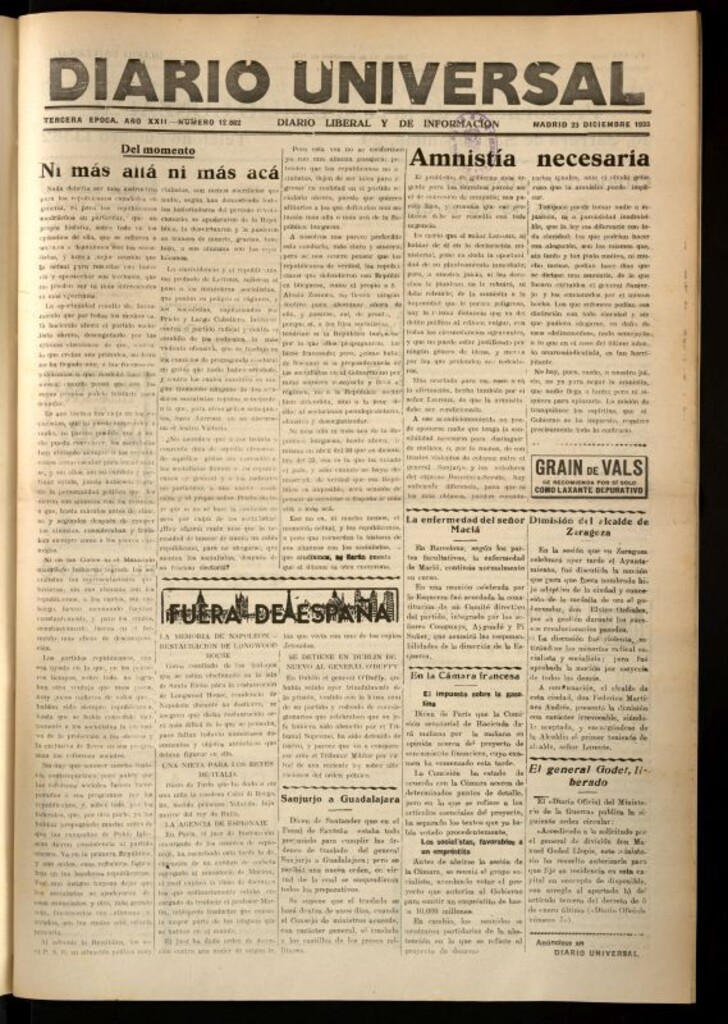 Miniatura de Diario Universal del 23 de diciembre de 1933