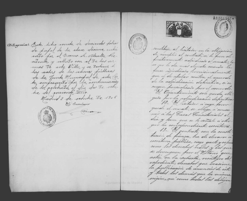 Miniatura de Actas de acuerdos del Ayuntamiento. Tomo 487 del año 1905 (2 octubre 1905 a 3 noviembre 1906)