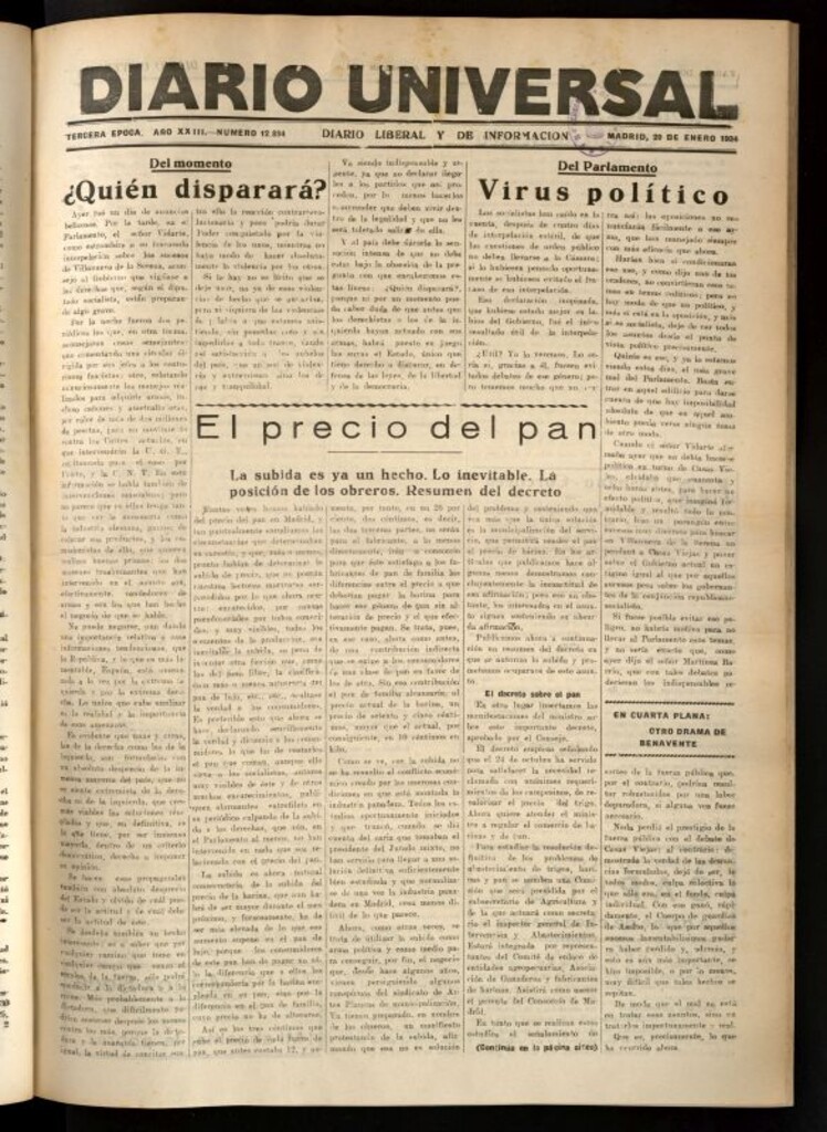 Miniatura de Diario Universal del 20 de enero de 1934