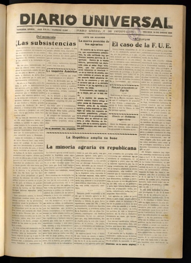 Miniatura de Diario Universal del 24 de enero de 1934