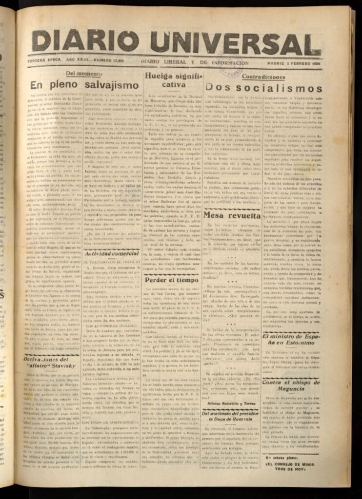Miniatura de Diario Universal del 2 de febrero de 1934