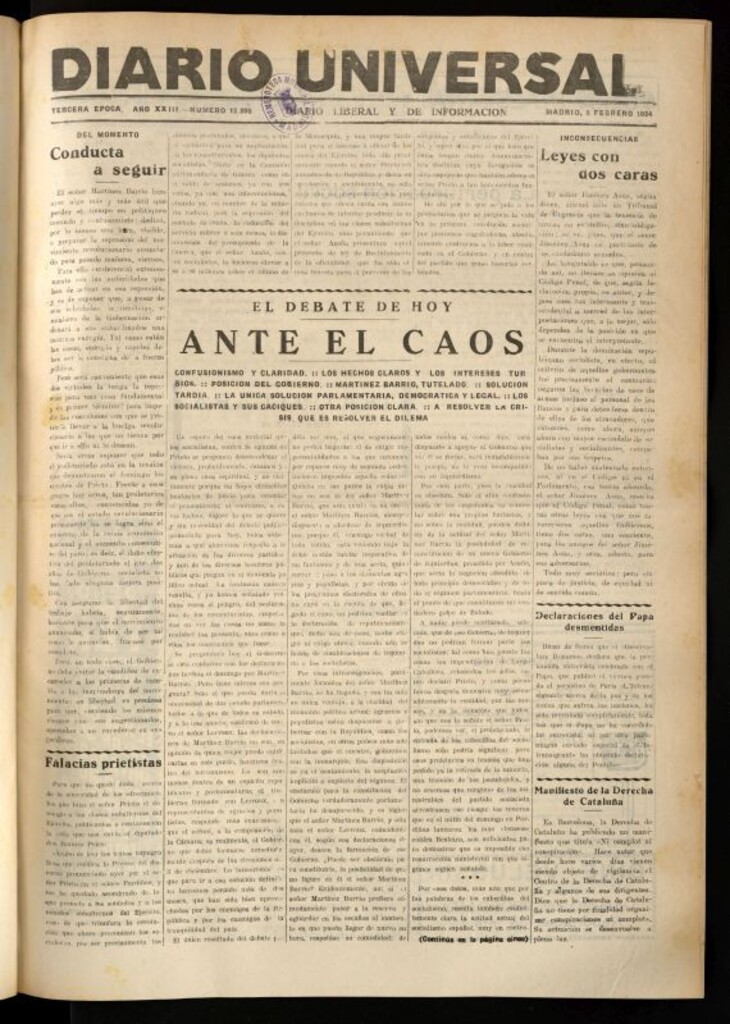 Miniatura de Diario Universal del 6 de febrero de 1934