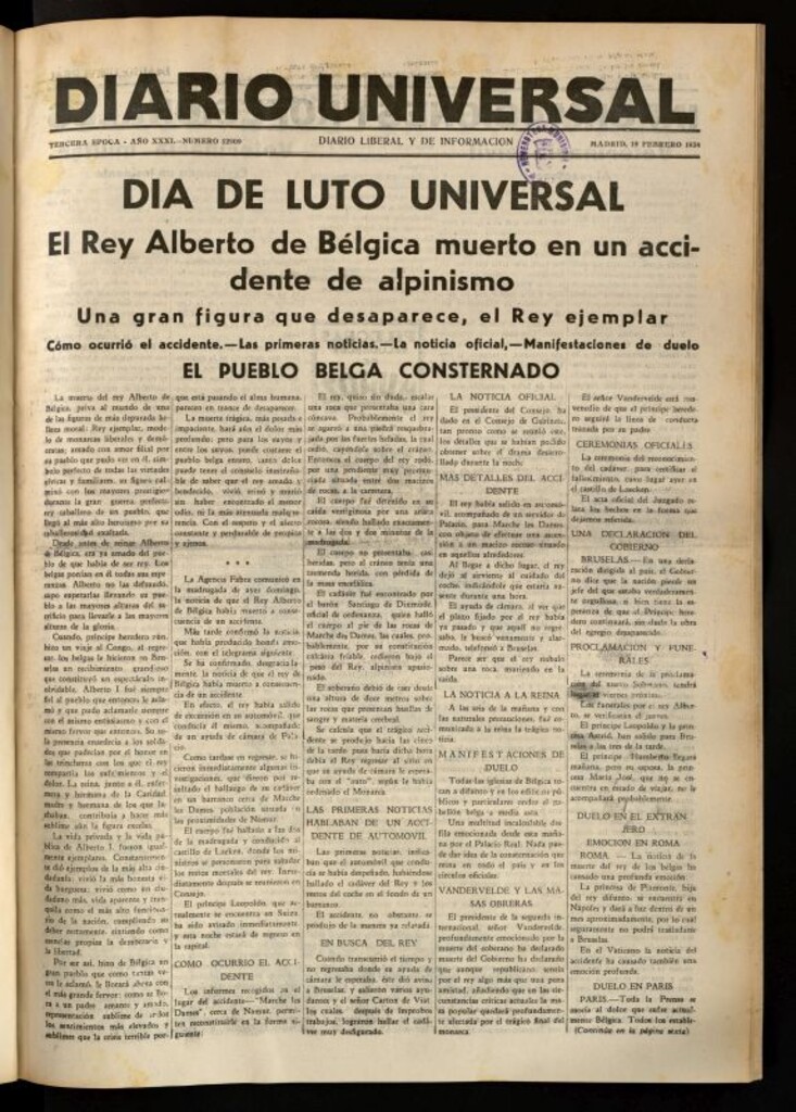 Miniatura de Diario Universal del 19 de febrero de 1934
