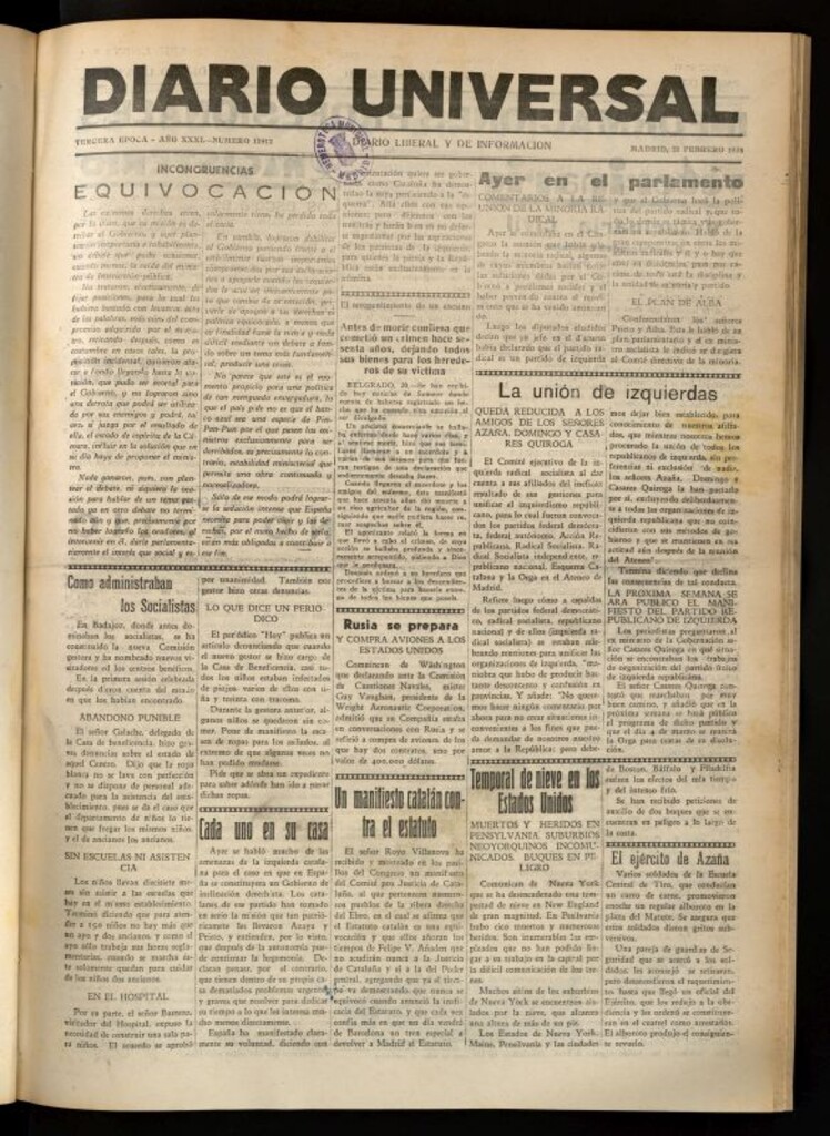 Miniatura de Diario Universal del 21 de febrero de 1934