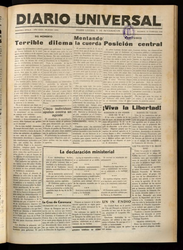 Miniatura de Diario Universal del 23 de febrero de 1934