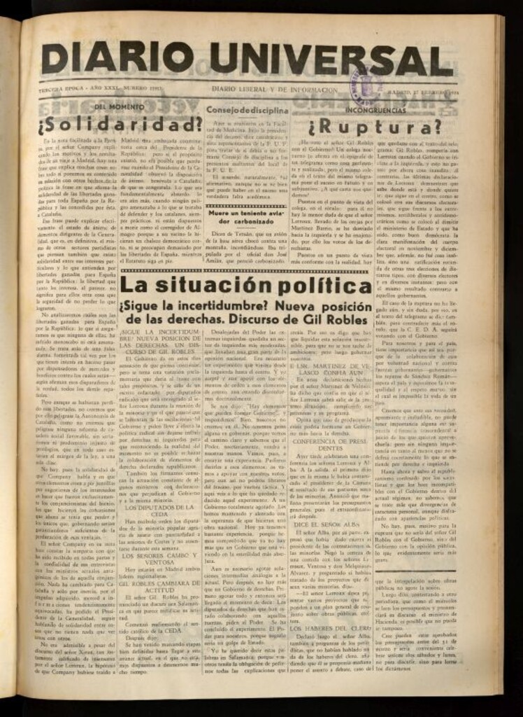 Miniatura de Diario Universal del 27 de febrero de 1934