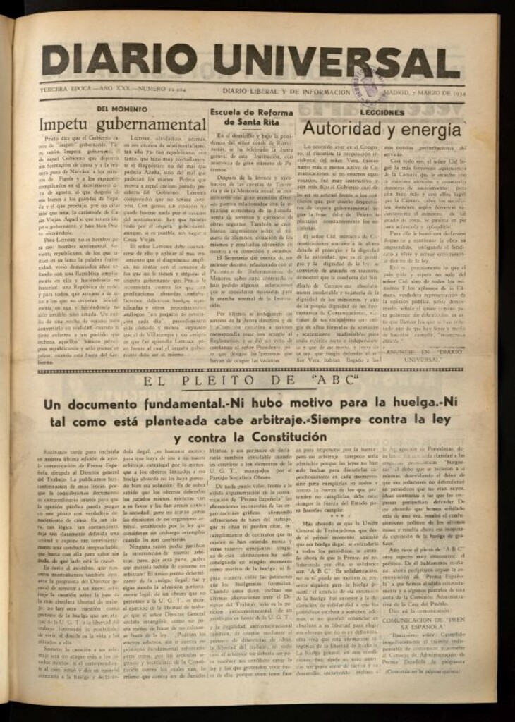 Miniatura de Diario Universal del 7 de marzo de 1934