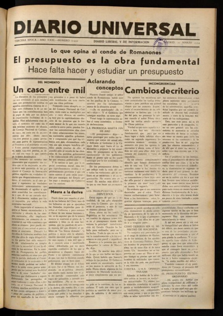 Miniatura de Diario Universal del 23 de marzo de 1934