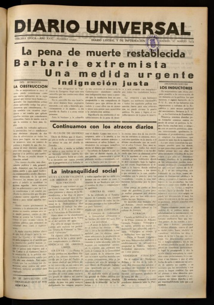 Miniatura de Diario Universal del 27 de marzo de 1934