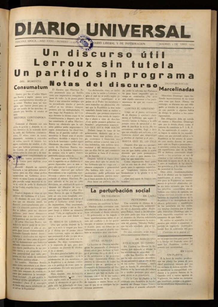 Miniatura de Diario Universal del 2 de abril de 1934