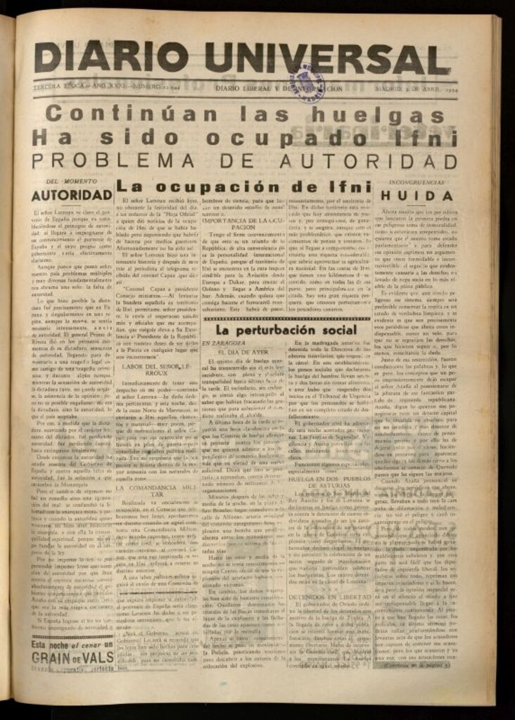 Miniatura de Diario Universal del 9 de abril de 1934