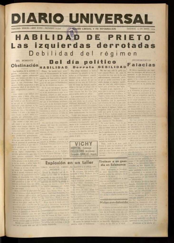 Miniatura de Diario Universal del 12 de abril de 1934