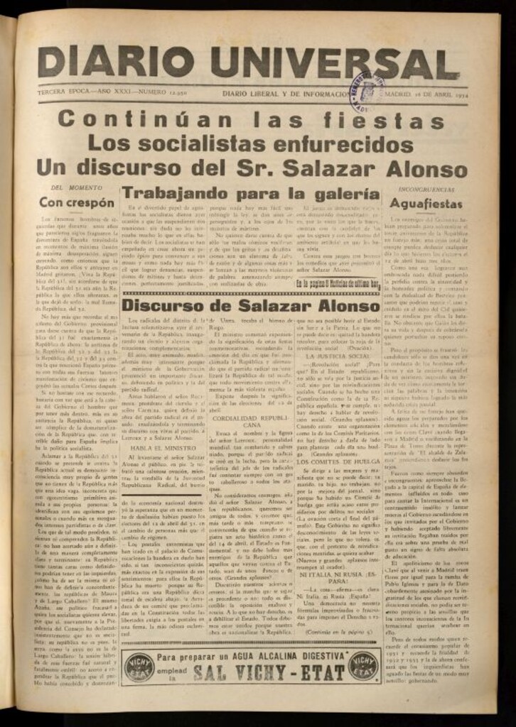 Miniatura de Diario Universal del 16 de abril de 1934