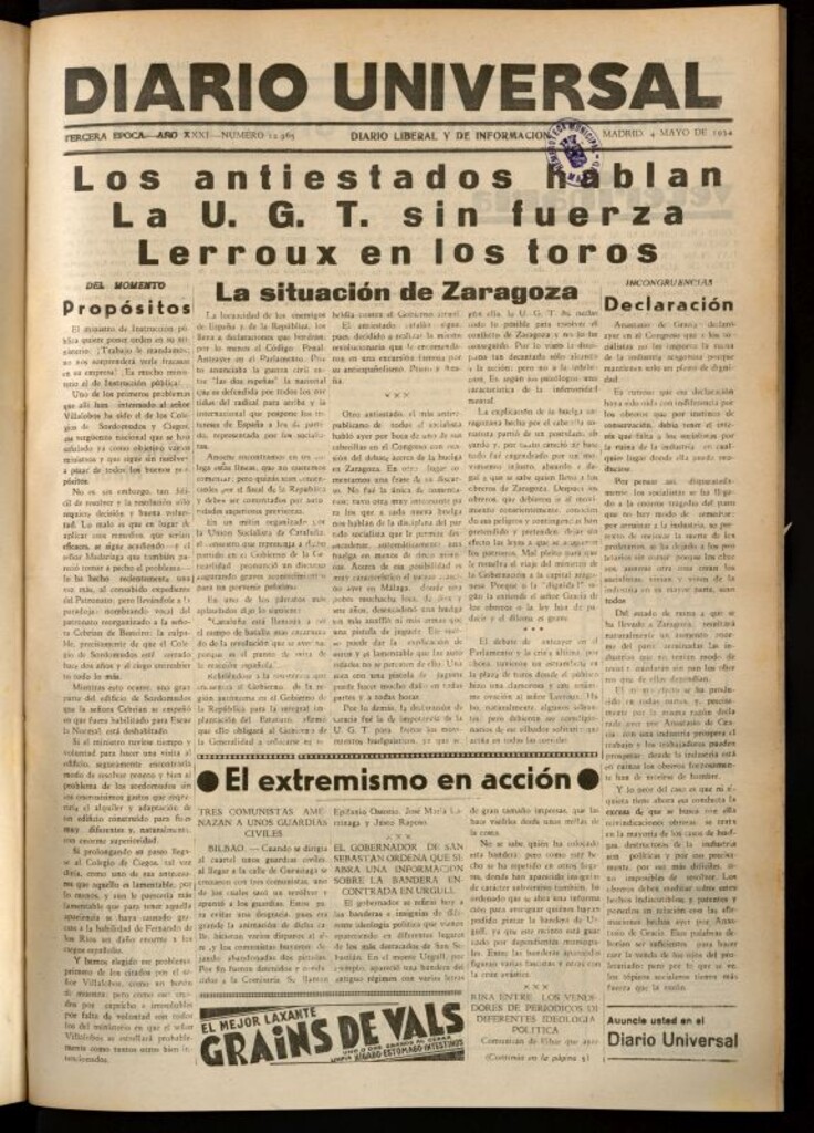 Miniatura de Diario Universal del 4 de mayo de 1934