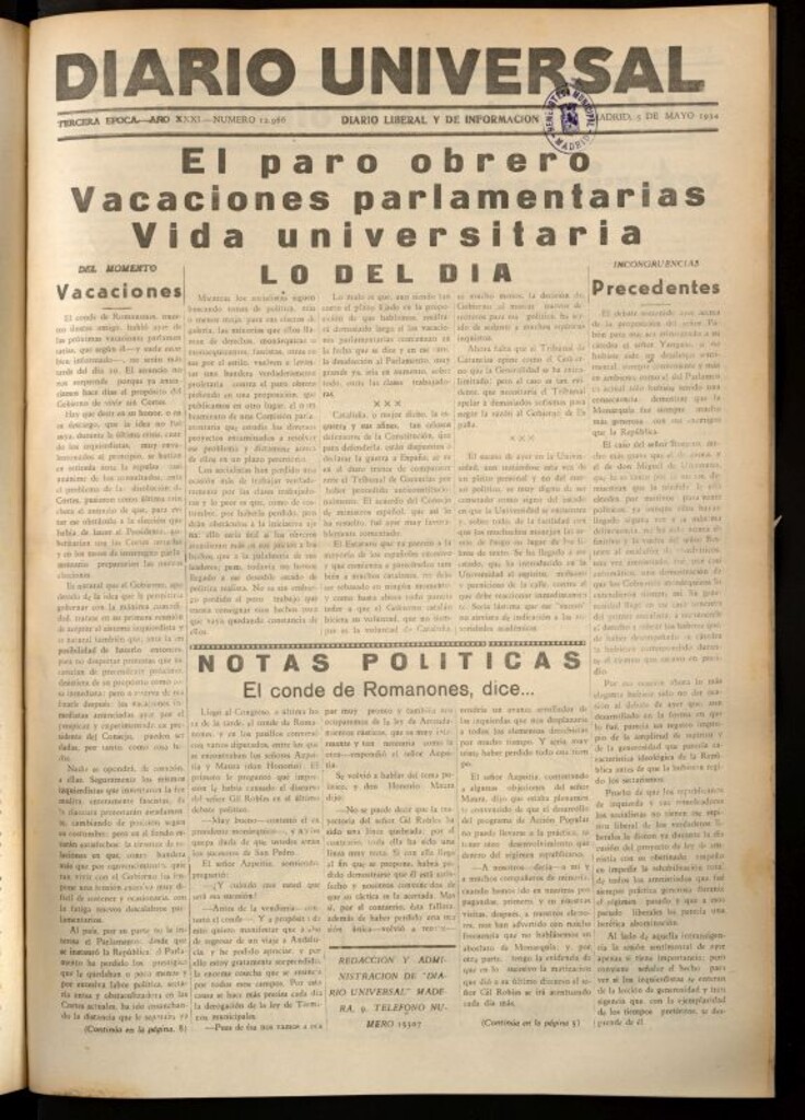 Miniatura de Diario Universal del 5 de mayo de 1934
