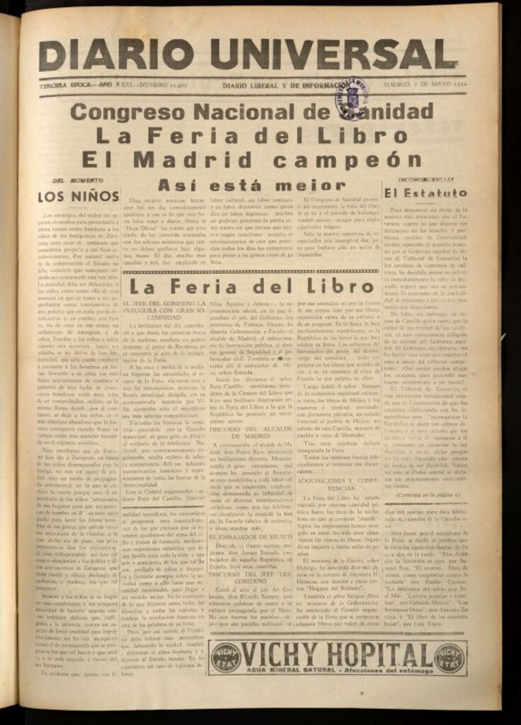 Miniatura de Diario Universal del 7 de mayo de 1934