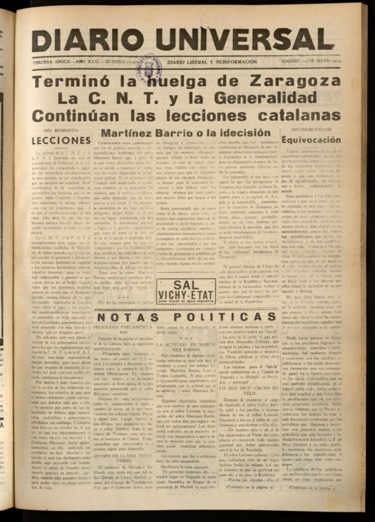 Miniatura de Diario Universal del 10 de mayo de 1934